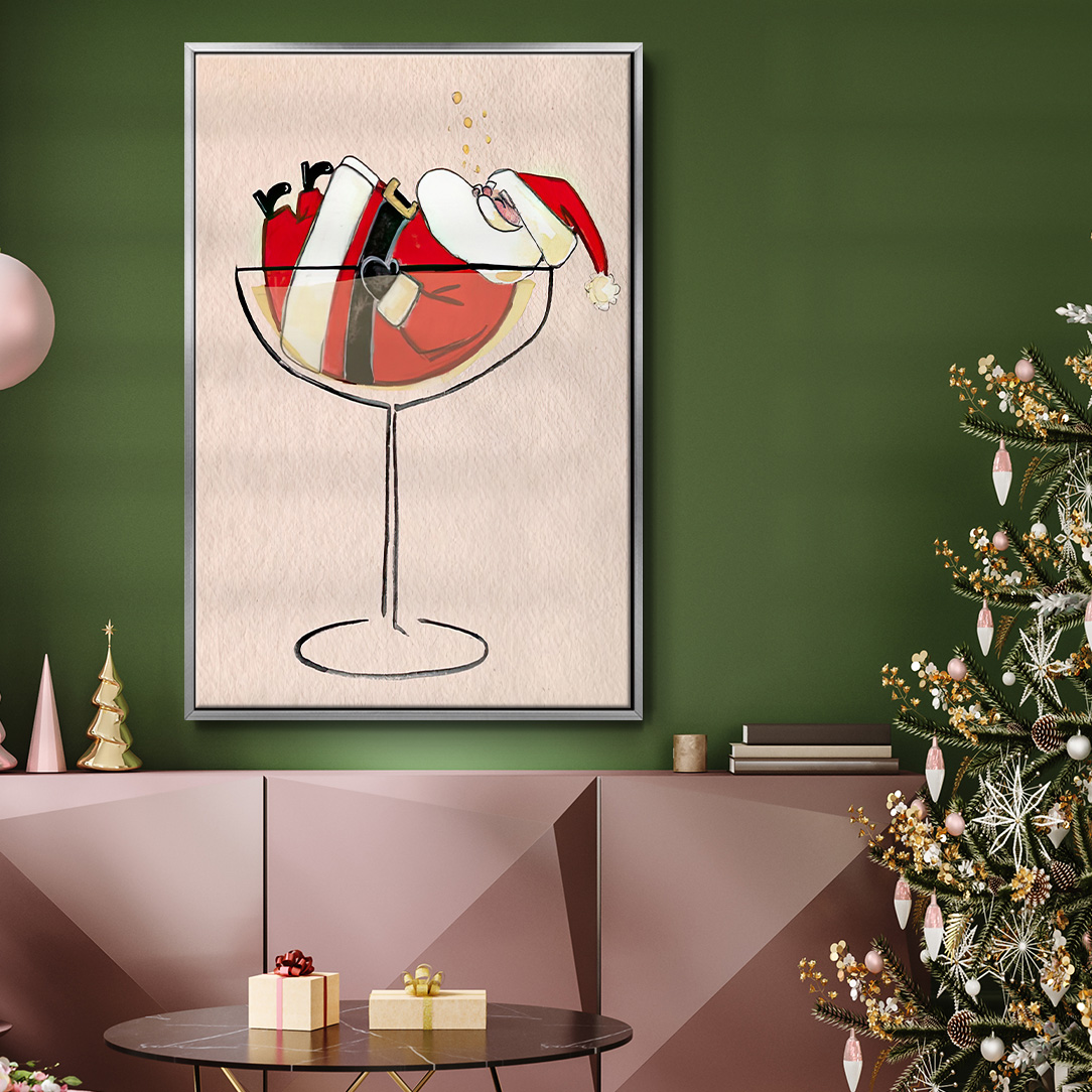 Get Blitzened Collection B - Framed Gallery Wrapped Holiday Canvas - 27 x 41 - Silver Frame