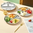 thumbnail image 3 of Stainless Steel Divided Western Food Plate Pasta Dish Salad Barbecue Plate Stackable Breakfast Plate Kitchen Tableware Style D 2PCS, 3 of 6