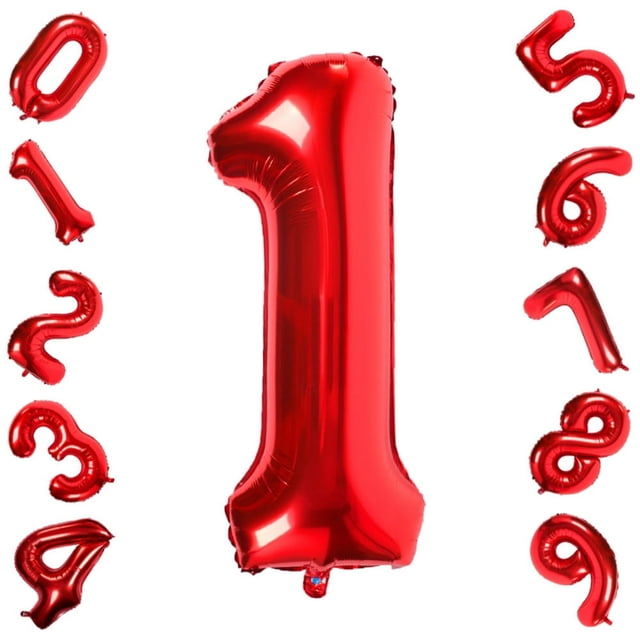 MesaSe Ballons Rouges 1 Ballons de 40 Pouces en Feuille pour Fête d'Anniversaire Décorations Fournitures Ballons Numériques en Hélium Mylar (Numéro Rouge 1)