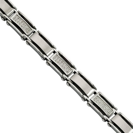 Primal Steel Diamond Stainless Steel Double-Row Bracelet, 8.5