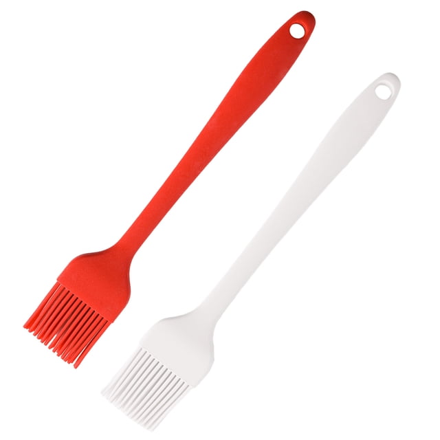 Brocha de repostería de silicona, perfecta para hornear, parrilla de barbacoa, cocina y diseño de una pieza (2 piezas), blanco leche + rojo, 21*3,3 cm