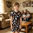 thumbnail image 2 of CUZIBR Kids Boys Summer Outfit Sets Short Sleeve Tops With Matching Shorts Two Piece Casual Clothes Sets,Black,8-9 Years, 2 of 4