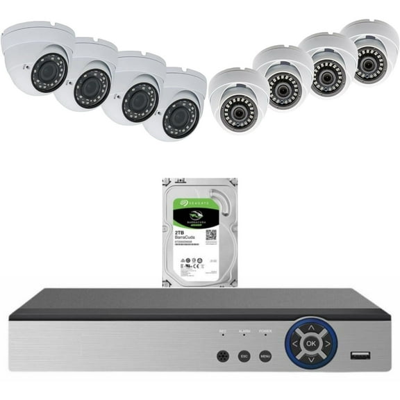 Evertech 8 Channel Video Surveillance System 1080p HD Dome Security Cameras 2TB Hard Drive Storage for Continuous Recording
