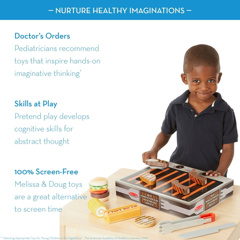 Melissa Doug Grill and Serve BBQ Set 20 pcs Wooden Play Food