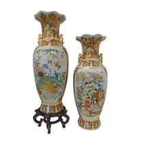 Japanese Satsuma Fluted Vase with Handles - Oriental Furniture Warehouse