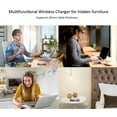 thumbnail image 2 of Chargeur Sans Fil Rapide 10W pour Bureaux Épais, Design Encastré Caché sous la Table, Distance de Charge de 20mm, Sans Perçage, Compatible avec la Plupart des Téléphones à Charge Rapide, Noir (Modèle T10) - Compact 90mm, 2 of 6