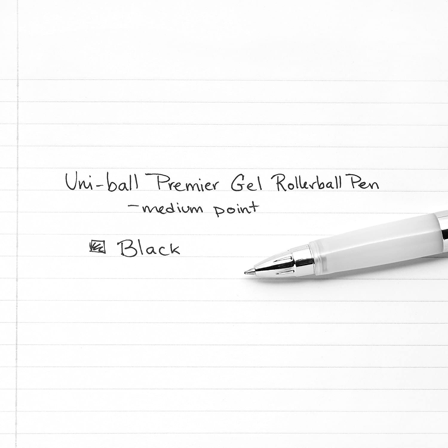 Uni-Ball 207 Premier Retractable Gel Rollerball Pen, 0.7mm, Medium Point, Black Ink (6 Pack, Black)