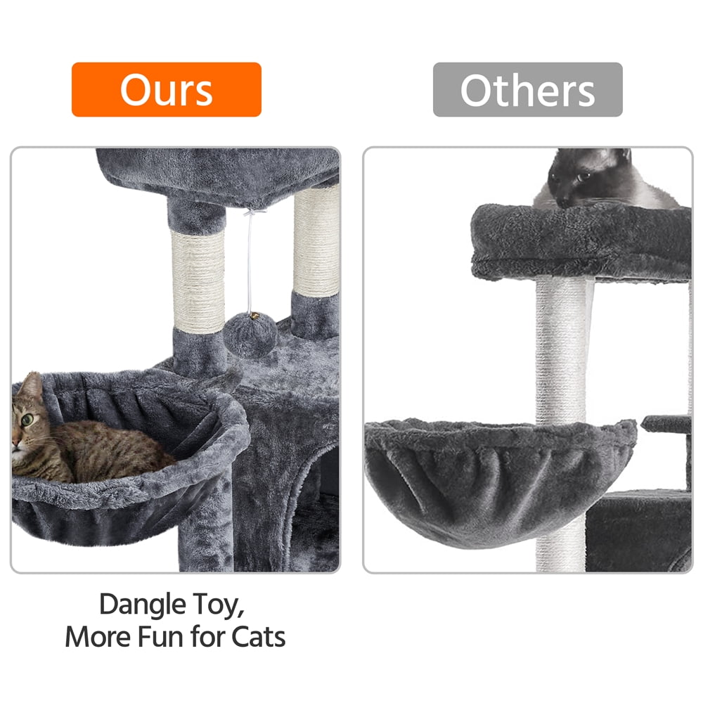 Alden Design 42"H Multilevel Cat Tree Tower with Condo and Perches, Dark Gray