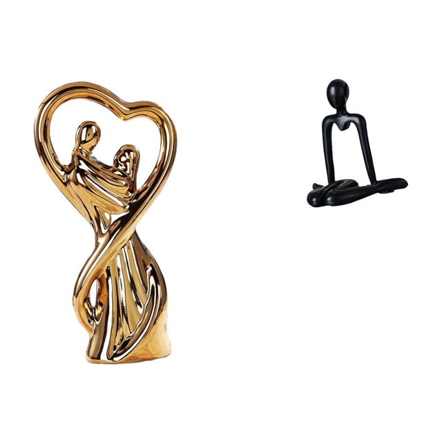 Estatua de pareja, figura decorativa abstracta de cerámica, arte moderno, adorno romántico, ideal para regalar, decoración del hogar o la oficina.