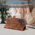thumbnail image 2 of Wallet Case for iPhone 16, PU Leather Flip Protective Phone Case Wrist Strap Card Slots Holder Pocket Embossed Stand Full Body Protection Rugged Case Cover for iPhone 16, Brown, 2 of 8