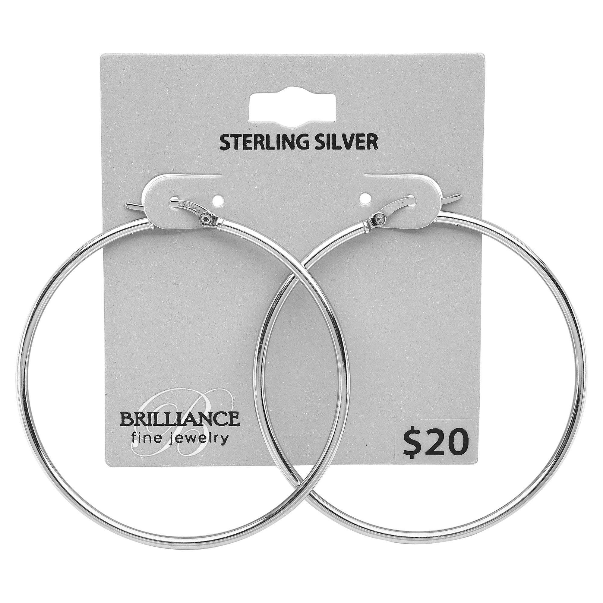 Brilliance Fine Jewelry Adult Click Top Hoops in Sterling Silver 50MM