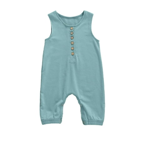 

Canrulo Summer Newborn Baby Boy Girl Sleeveless Romper Bodysuit Playsuit One-Piece Outfits Clothes Blue 0-6 Months