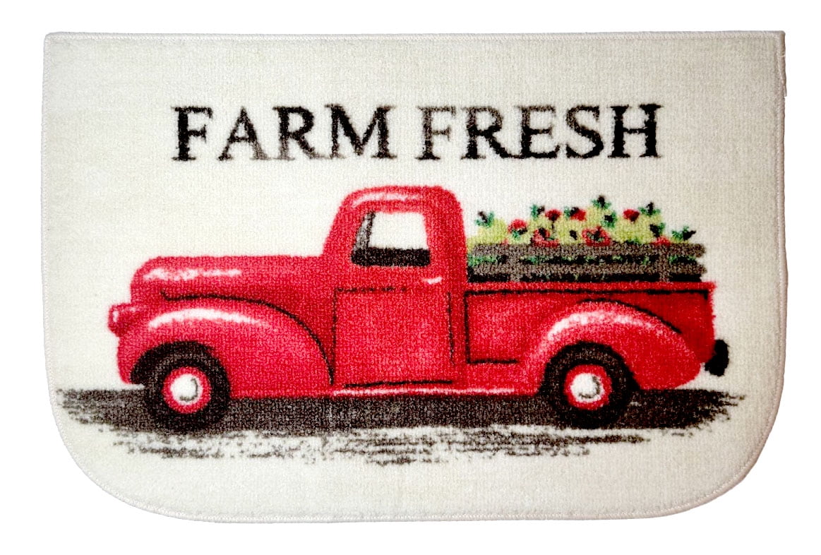 Maples Farm Fresh Kitchen Slice Throw Rug 18 x 30 Vintage Red Truck