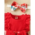 thumbnail image 5 of Newborn Baby Girl Romper Dress Flower Print Lace Ruffled Jumpsuit with Headband Cute Summer Clothes, 5 of 8