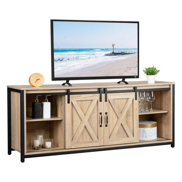 Ktaxon Sliding Barn Doors Tv Stand For, Entertainment Center With Shelves And Doors