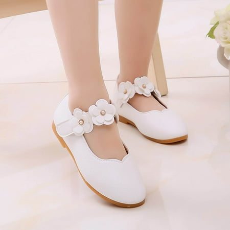 

Bnwani Childs Solidcasual Shoes Flower Small Princess Shoes Girl Leather Shoes Toddler Non-Slip Fashion Cute Shoes White Size 12-15M