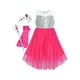 thumbnail image 1 of Vestido de Niña Florista Rosa Oscuro Alto-bajo Princess Vestido con Corona Disfraz 10 Años, 1 of 6
