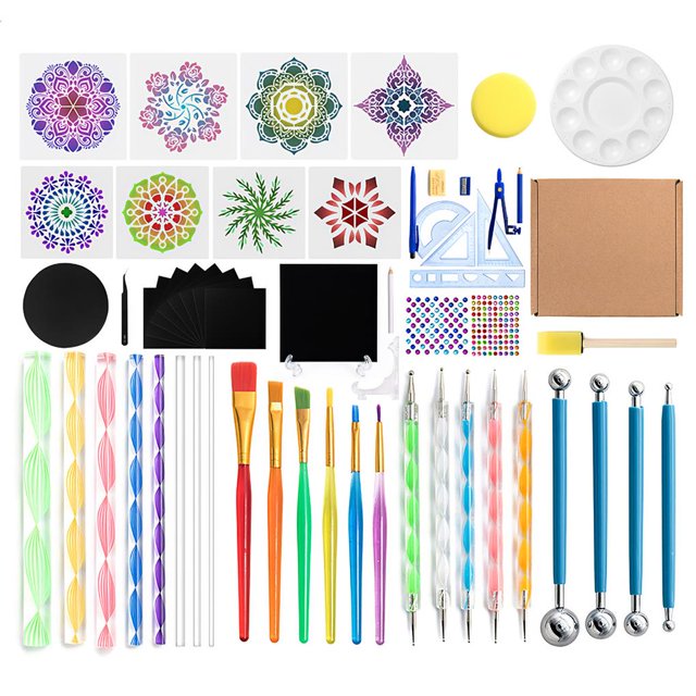 Punteo De Mandala, Kit De Pintura De Arte De Grafiti, Kits De Suministros Para Manualidades Con Cepillo De Bandeja Para Dibujo De Mandala, Pintor Casero 59 Herramientas Vogacara HA015635-00