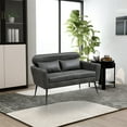 thumbnail image 7 of Comfy Loveseat Sofa Small Couch, Classical Two Seat Sofa with 2 Throw Pillows and Black Metal Legs, Upholstered Sofa Couch for Small Space Office Studio Apartment Bedroom, Valley Gray Bronzing Suede, 7 of 7