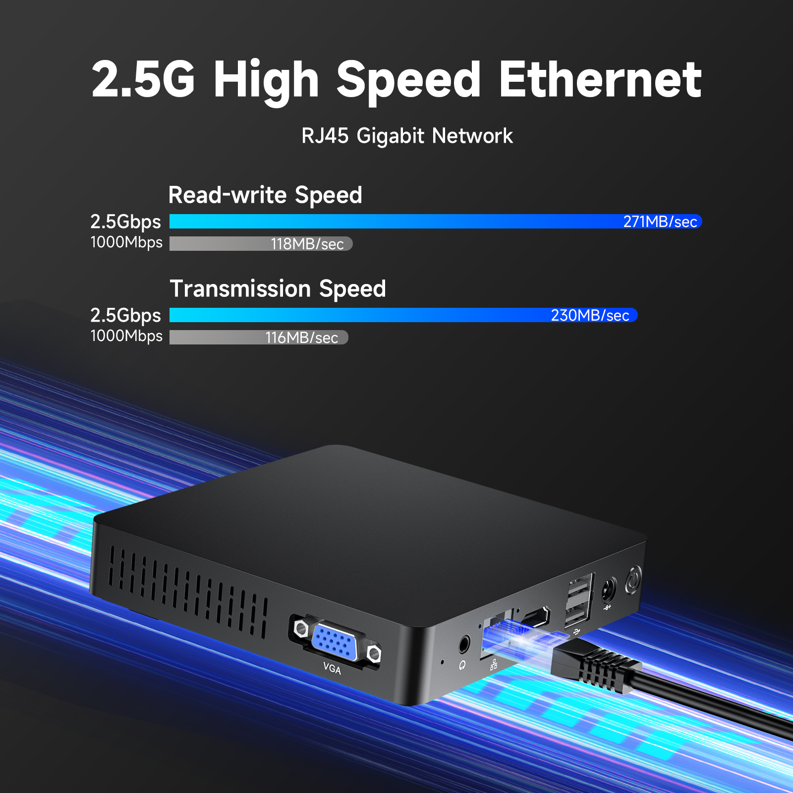 RNRUO Mini PC, 16GB RAM 256GB M.2 SSD, Intel 6500Y with 2 Cores, WiFi 6 BT5.0 Dual 4K Display VESA Windows 11 Desktop Mini Computer for Laptop, Monitor