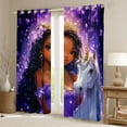 thumbnail image 2 of Castle Fairy Dreamy Black Girl Princess Black Out Curtains for Children Teens,Bling Purple Stars Print Curtains Pack of 2 (42x63 Each),Magical Unicorn Bedroom Curtains,Microfiber Bedroom Decor, 2 of 6