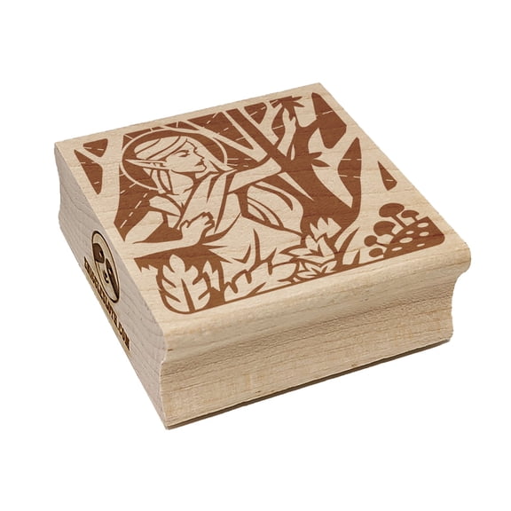 Nordic Elf Woman Mythology Fantasy Square Rubber Stamp Stamping Scrapbooking Crafting - Small 1.25in