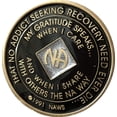 thumbnail image 2 of 7 Year Black and Silver Glitter NA Medallion Official Narcotics Anonymous Chip, 2 of 4