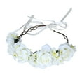 thumbnail image 2 of Corona de diadema de flores para mujer, corona de flores de rosas, diadema nupcial, corona de tocado de niña de flores para decoración de festivales Beige, 2 of 9