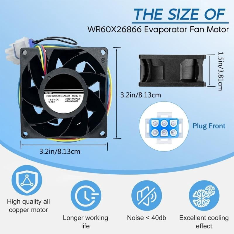 ANXPTIME Heavy Duty 13.6V 0.16A WR60X26866 Evaporator Fan Motor Replacement Part