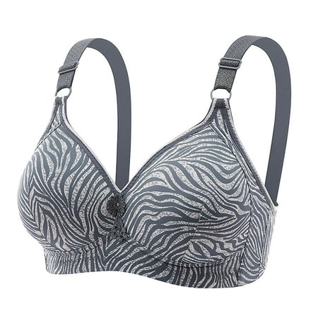 FUNUONY 2025 Trendy Women s Push Up Bra No Underwire Comfortable Wireless Bras Padded Plunge Women Lace Back Button Shaping Cup Adjustable Shoulder Strap Large Size Underwire Bra Grey L