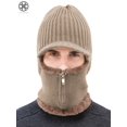 thumbnail image 1 of Gorro de invierno Luxtrada, cálido, de punto, de lana, grueso, holgado, con cremallera, para hombre (caqui), 1 of 4
