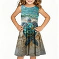 thumbnail image 2 of SGFCWSX Girls Sleeveless Dress Floral Print Crew Neck A-Line Summer Party Dresses for Kids Multicolor Size 5-6 Years, 2 of 6