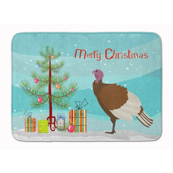 Carolines Treasures BB9349RUG Bourbon Red Turkey Hen Christmas Machine Washable Memory Foam Mat Teal 19 X 27" multicolor