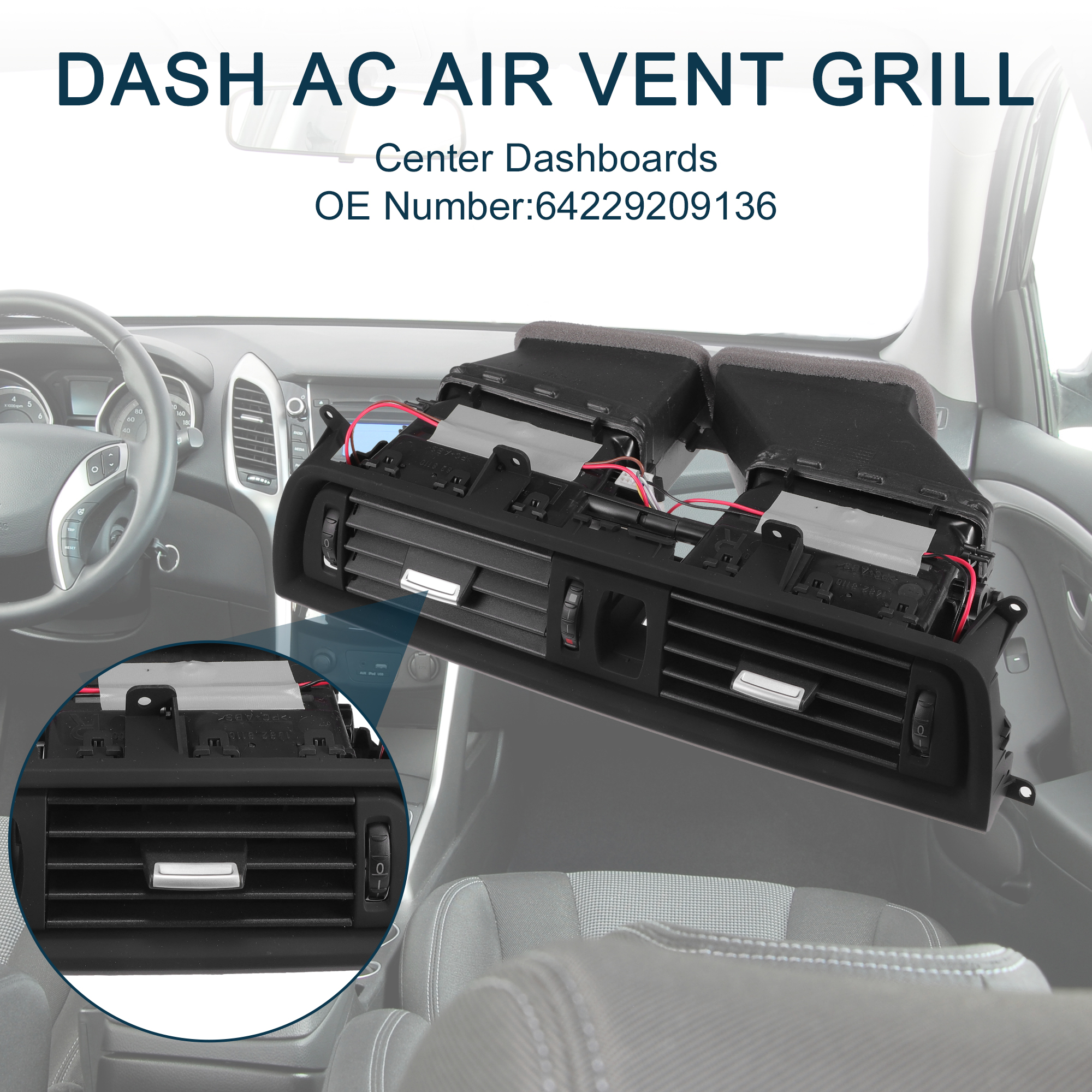 Unique Bargains Center Dash A/C Outlet 64229209136 for BMW 528i Air Vent Panel Replacement