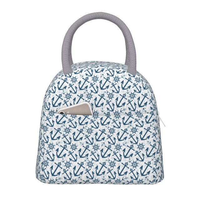 Disketp Nautical Theme Anchors Bolsa Térmica para Almuerzo, Lonchera con Abertura Amplia y Gran Capacidad, Organizador Reutilizable para Mujeres, Hombres y Adultos