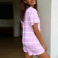 thumbnail image 5 of Cute Pajama Sets for Women Women's Fashion Striped Ruffled Short-Sleeved Elastic Waist Shorts Pajama Set Purple Xl, 5 of 6