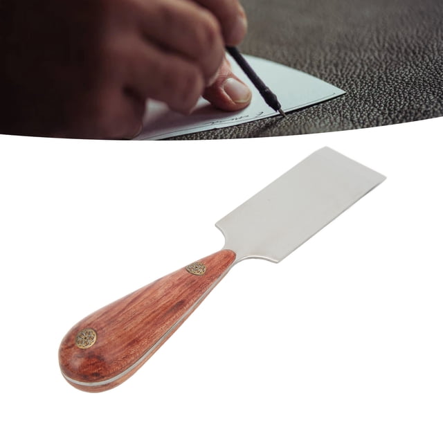 Cuchillo de Esquivació de Cuero, de Madera Cuchillo de Cuero de Acero Plano inoxidable para recortar para cortar