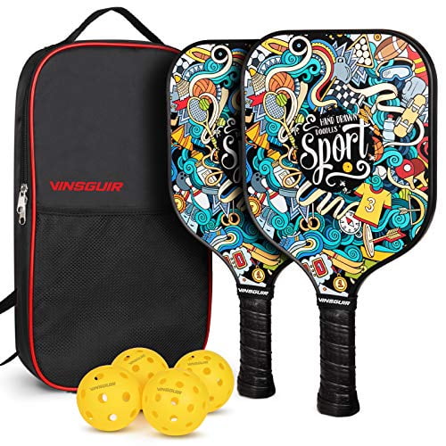 Pickleball Paddle Set with 4 Rackets 8 Balls and 2Carry Bag SHIP OUT FROM USA CA 
