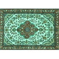 thumbnail image 1 of Ahgly Company Machine Washable Indoor Rectangle Persian Turquoise Blue Traditional Area Rugs, 7' x 9', 1 of 4