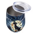 thumbnail image 3 of Happy Halloween Doberman Pinscher Witch Pumpkins Bats 12oz Stainless Steel Wine Tumbler Insulated Cup with Lid Doberman Dog Lover Gifts - 13012, 3 of 5