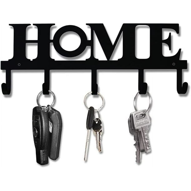 Soporte para llaves Soporte de pared de metal negro Gancho para llaves vintage 33X13 5 cm Decoracion del hogar Colgador de llaves rustico occidental decorativo con 5 ganchos para puerta de entrada