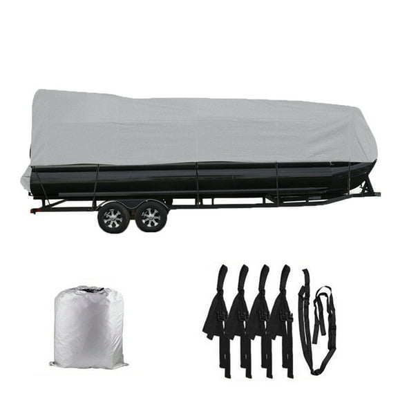 EPOTOOR 21-24FT Boat Cover - Heavy Duty Trailerable Boat Cover for Pontoon Boats Beam up to 102 Inch Gray