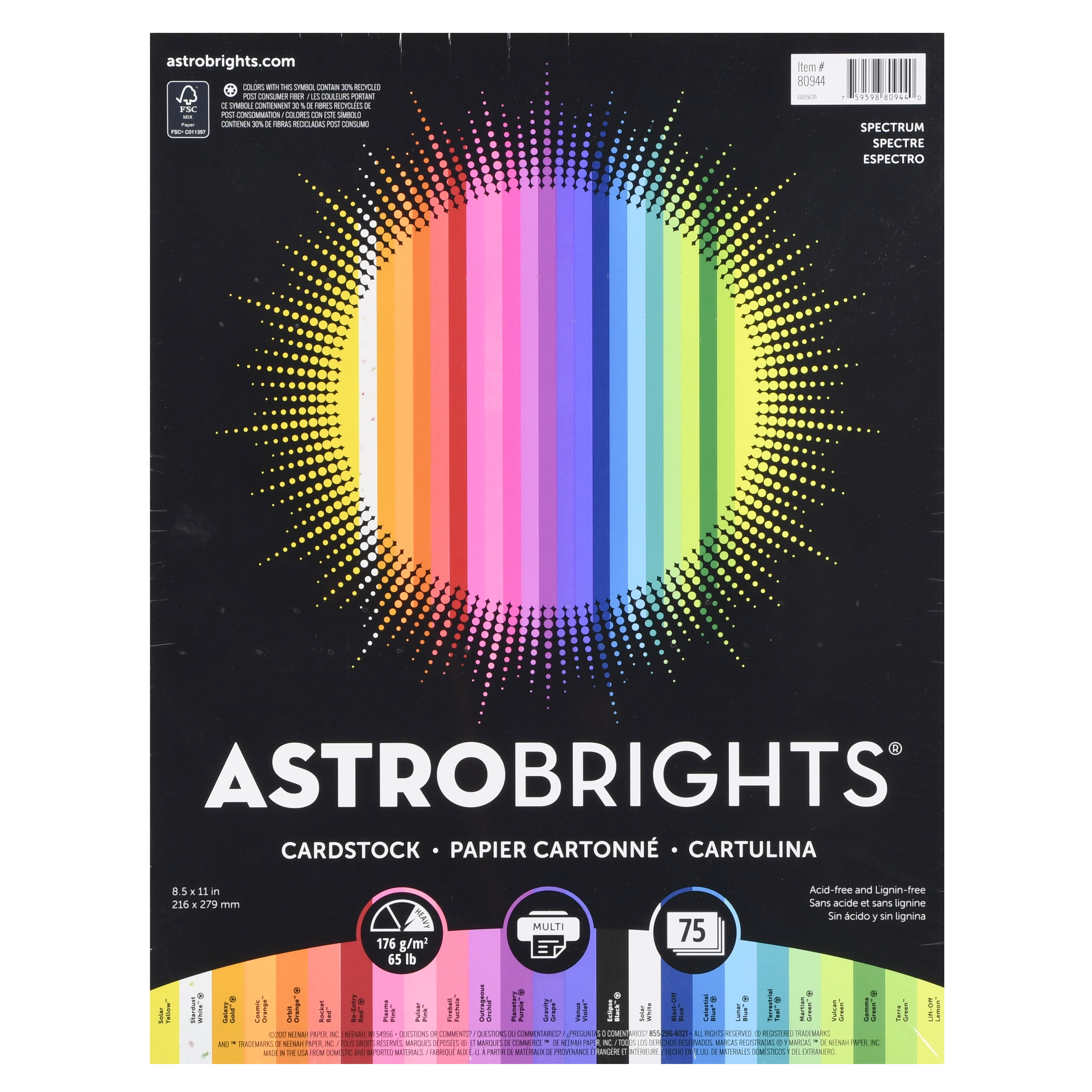 65lb Cover Astrobrights 8.5X11 Card Stock Paper ROCKET RED 250 PK