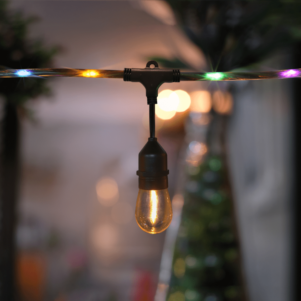 Wiiloke Outdoor 20 ft. Plug-in 10 S14 Bulb String Light with multi-Colored Rope Fairy