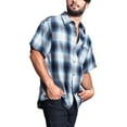 thumbnail image 2 of G-Style USA Men's Western Casual Plaid Short Sleeve Button Down Shirt Y2000S - Light Blue - 2X-Large, 2 of 5