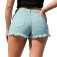 thumbnail image 6 of Womens Shorts Ladies Summer Casual Retro Solid Color High Waisted Denim Short Pants Sky Blue XL, 6 of 6