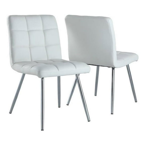 Kingfisher Lane 32"H Contemporary Faux Leather Dining Chair in White (Set of 2)