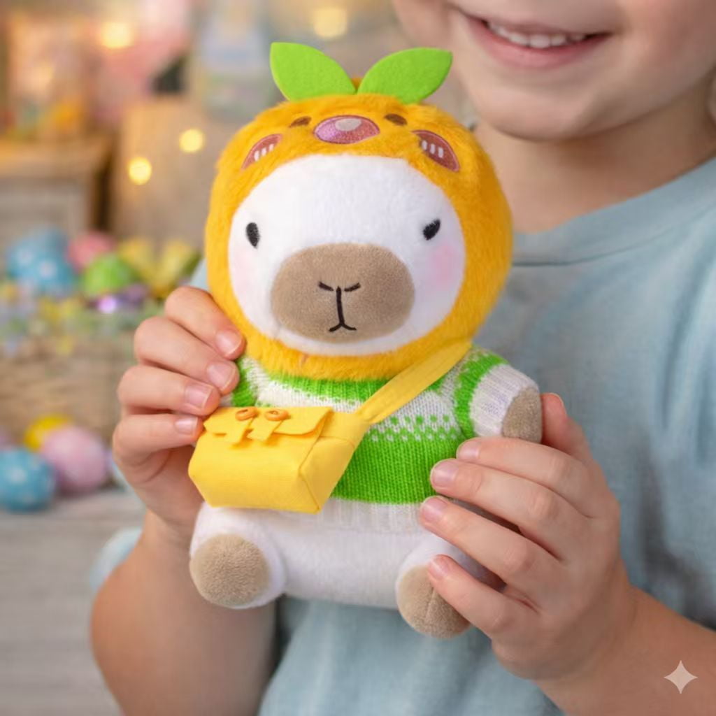 10.4 in/26.5 Cm Capybara Plush Stuffed Animal, Soft Plush Toy with Easter & Spring Outfit, Cute Gift for Easter Basket, Home Decor & Collectible