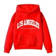 thumbnail image 4 of Telankuip Oversized Hoodies for Teen Girls Los Angeles Letter Print Drop Shoulder Pullover Sweatshirts Children Casual Workout Long Sleeve Loose Hooded Tops with Pocket Red 8-10 Years, 4 of 4
