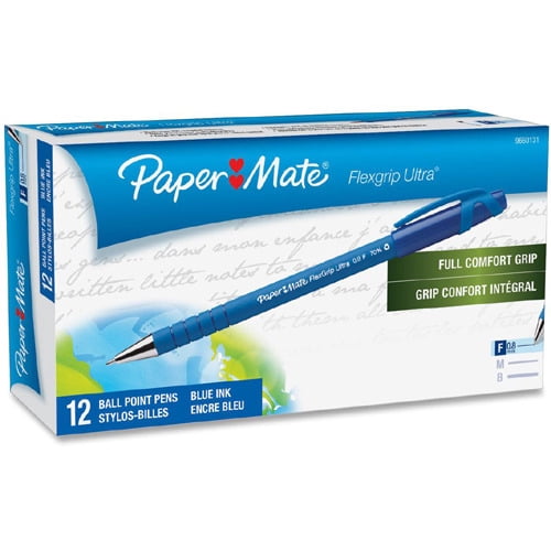 Paper Mate FlexGrip Medium Non-Retractable Ballpoint Pen, Medium, Pack of 12